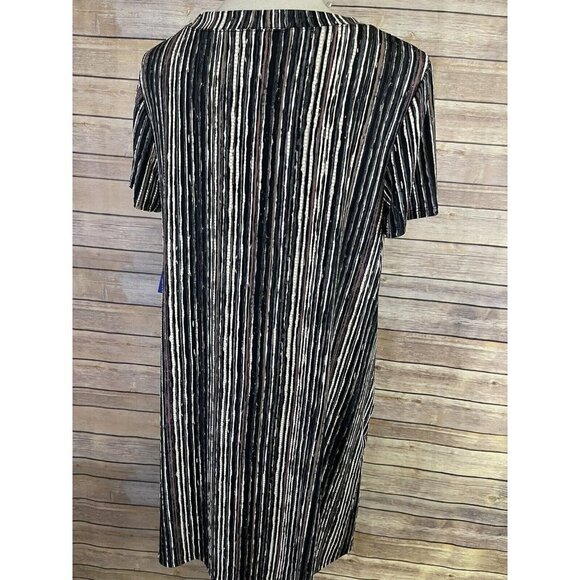 Apt 9 Large NWT Dress Striped Stretchy Liquid Knit Textured Black Brown Career - Picture 4 of 9